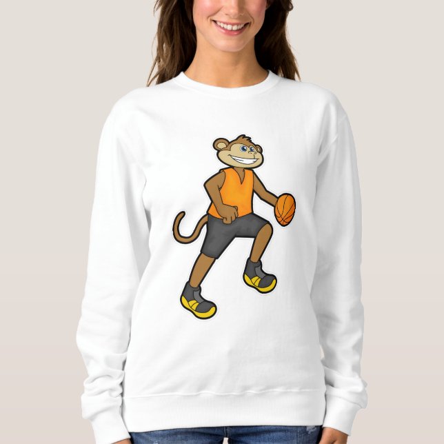 Affe beim Basketball Sport Sweatshirt (Vorderseite)