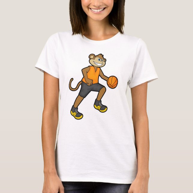 Affe beim Basketball Sport T-Shirt (Vorderseite)