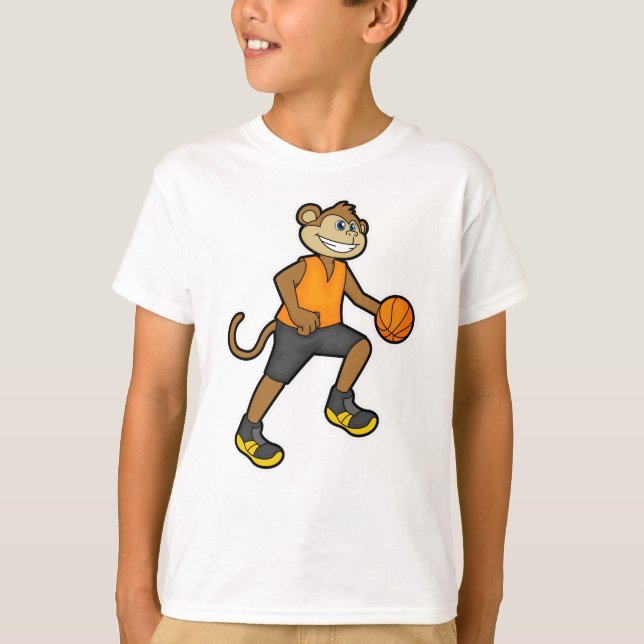 Affe beim Basketball Sport T-Shirt (Vorderseite)