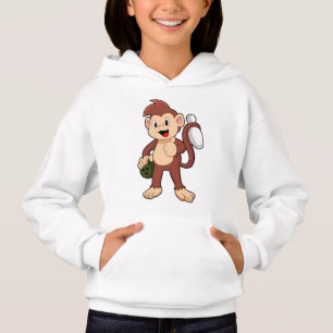 Affe beim Bowling mit Bowlingkugel Hoodie