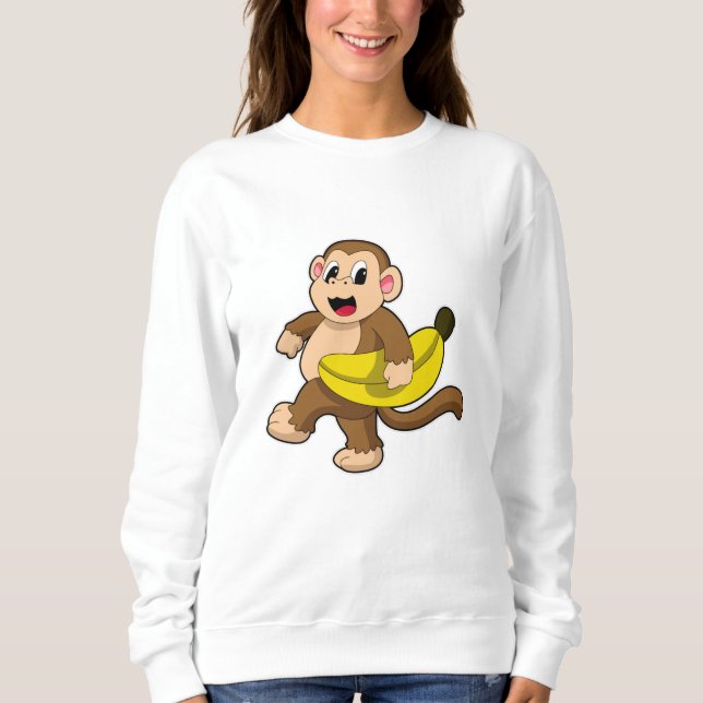Affe beim Laufen mit Banane Sweatshirt (Vorderseite)