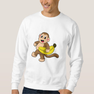 Affe beim Laufen mit Banane Sweatshirt