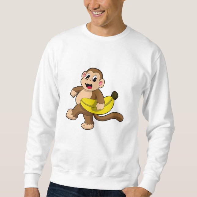 Affe beim Laufen mit Banane Sweatshirt (Vorderseite)