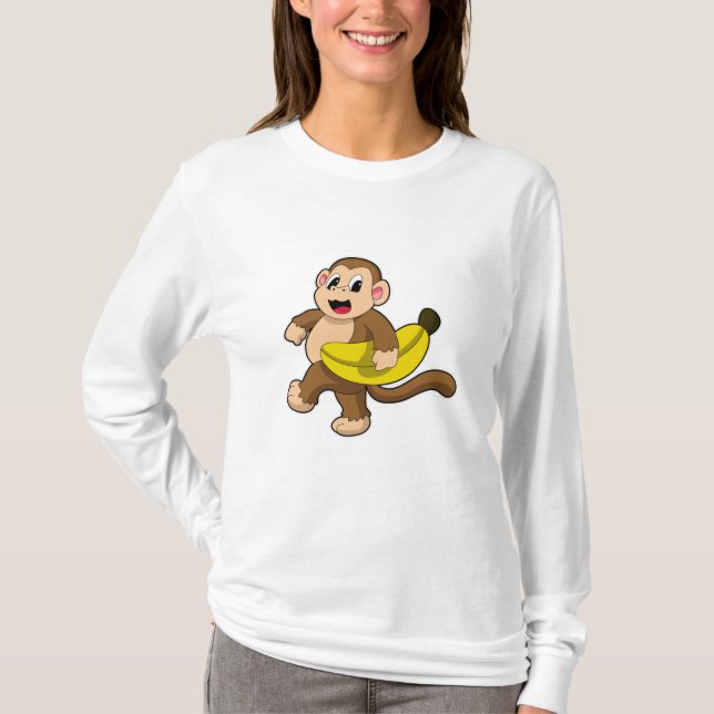 Affe beim Laufen mit Banane T-Shirt (Vorderseite)