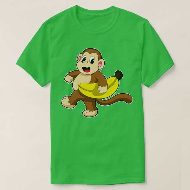 Affe beim Laufen mit Banane T-Shirt (Design vorne)