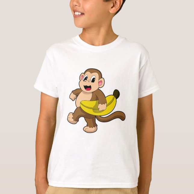 Affe beim Laufen mit Banane T-Shirt (Vorderseite)