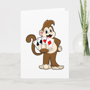 Affe beim Poker mit Pokerkarten Karte