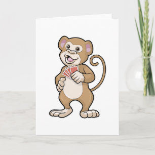 Affe beim Poker mit Pokerkarten Karte