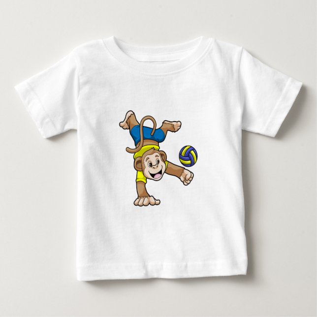 Affe beim Sport mit Volleyball Baby T-shirt (Vorderseite)