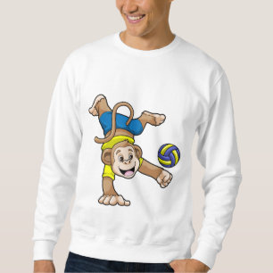 Affe beim Sport mit Volleyball Sweatshirt