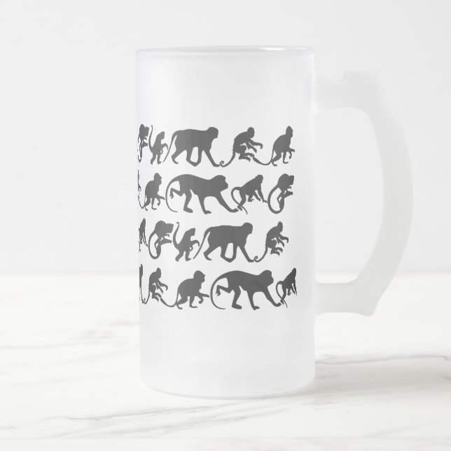 Affe-Bier-Glas Mattglas Bierglas (Rechts)