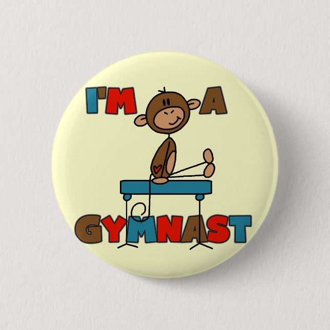 Affe bin ich ein Gymnast-T - Shirts und Geschenke Button (Vorderseite)
