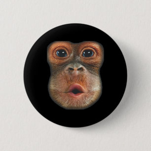 Affe bläst Bauchgesicht Button
