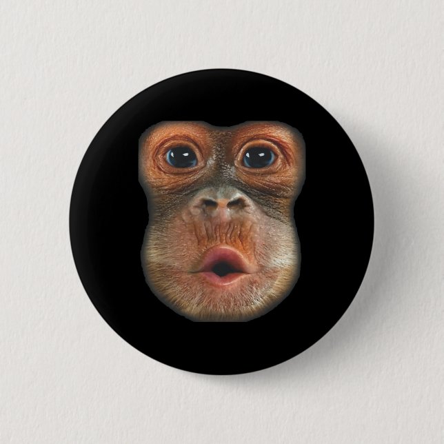 Affe bläst Bauchgesicht  Button (Vorderseite)