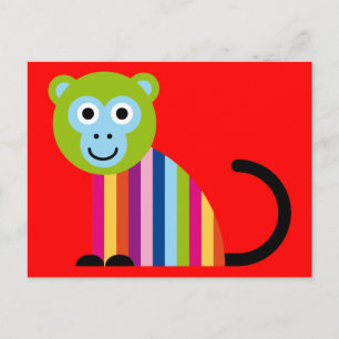 Affe Chimp Niedlich farbiger Cartoon Tier Postkarte