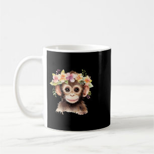 Affe Chimpanze Animal Boho Floral Rainforest Kaffeetasse
