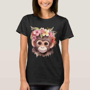 Affe Chimpanze Jungle Animal Boho Floral Ape T-Shirt