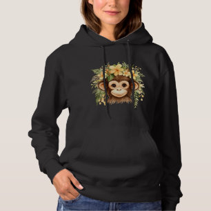 Affe Chimpanzee Jungle Animal Boho Floral Ape 22 Hoodie