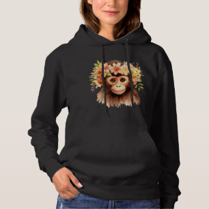 Affe Chimpanzee Jungle Animal Boho Floral Ape 23 Hoodie