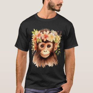 Affe Chimpanzee Jungle Animal Boho Floral Ape 23 T-Shirt