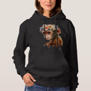 Affe Chimpanzee Jungle Animal Boho Floral Ape 26 Hoodie