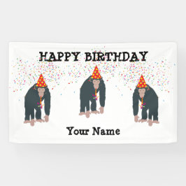 Affe Chimpanzee Partying Animals Geburtstagsparty Banner