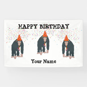 Affe Chimpanzee Partying Animals Geburtstagsparty Banner