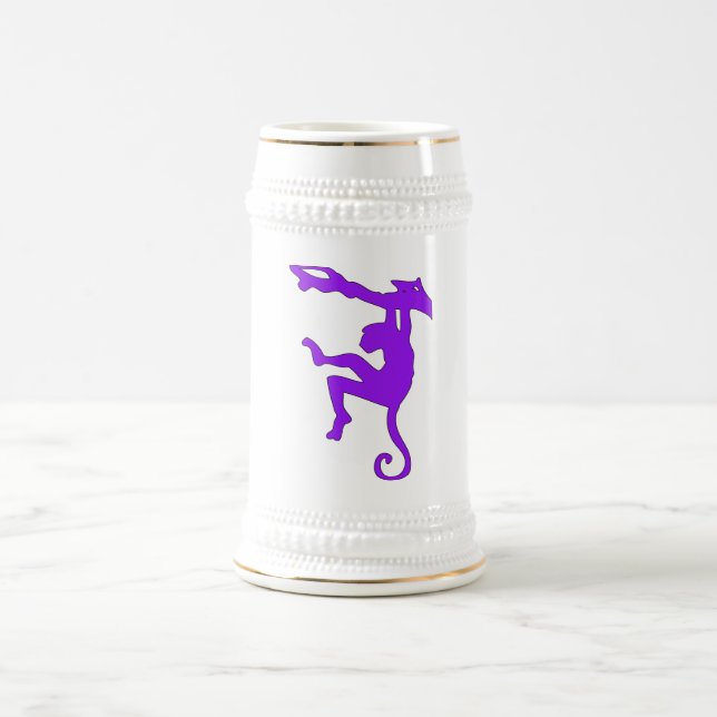 Affe, der im Baum-Silhouette-Cartoon schwingt Bierglas (Mittel)