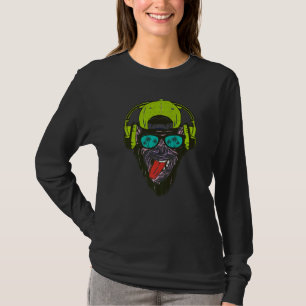 Affe DJ mit Kopfhörern Sonnenbrille Rave Techno H T-Shirt