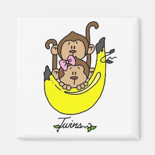 Affe-Doppeljunge und Mädchen-T-Shirts und Magnet