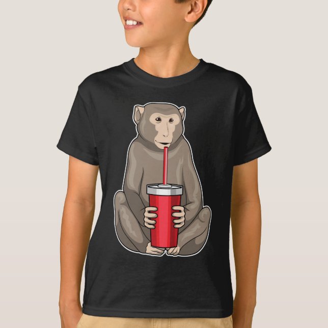 Affe Drink Tasse T-Shirt (Vorderseite)