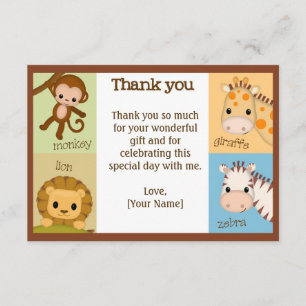 Affe-Dschungel-Babyparty danken Ihnen JUNGE MJS Dankeskarte