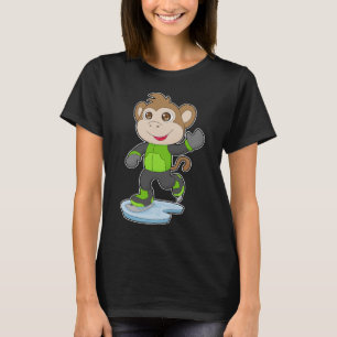 Affe Eislaufen Schlittschuhe T-Shirt