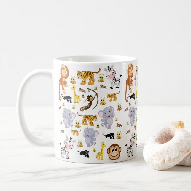 Affe Elephant Tiger Tasse (Mit Donut)