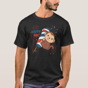 Affe für Amerikanische Unabhängigkeitstag Feuerwer T-Shirt