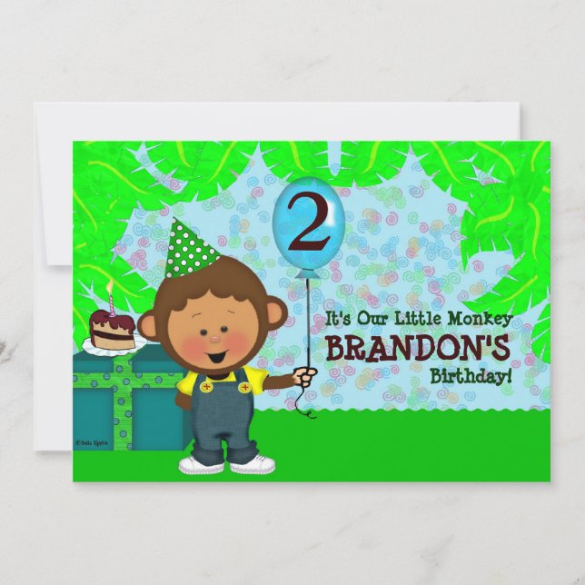 Affe-Geburtstag Einladung (Vorderseite)