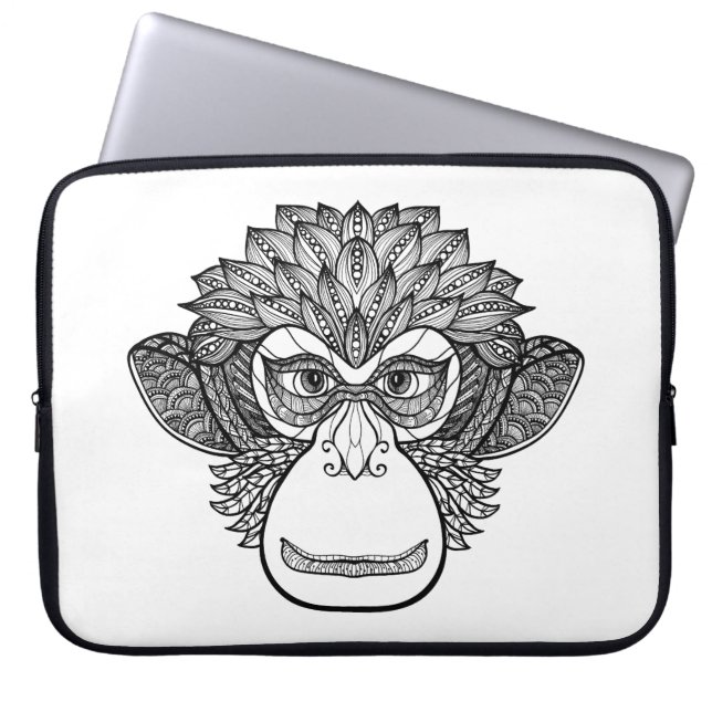 Affe-Gekritzel-Gesicht Laptopschutzhülle (Vorderseite)