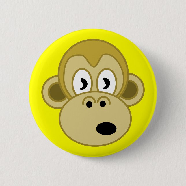 Affe-Gesichts-Knopf - Gelb Button (Vorderseite)