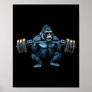 Affe Gorilla Bodybuilding Muskeln Fitness Fitnesss Poster