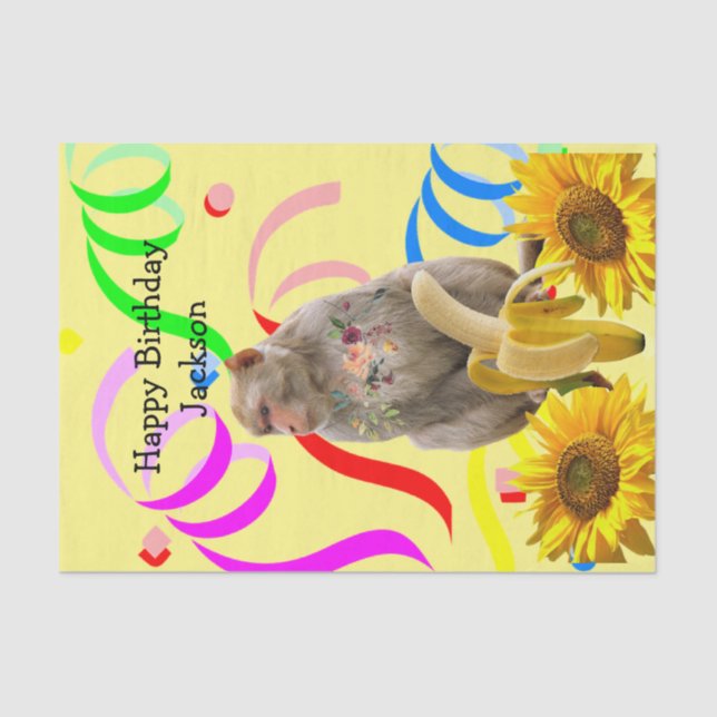 Affe Happy Birthday Tissue Paper Seidenpapier (Vorderseite)