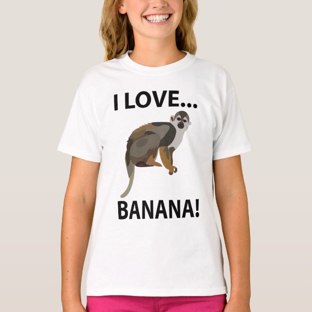Affe I Liebe Banane Affen Kinder T-Shirt (Vorderseite)