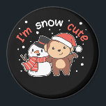 Affe I Liebe Sie Schnee viel Schneemann Pub Magnet<br><div class="desc">Cute monkey with snowman. I love you snow much - a snow pun for winter and Christmas. Warm greeting in the cold season for the holidays. Christmas Monkey with Snowman.</div>