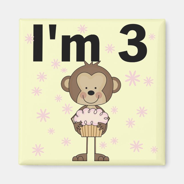 Affe I m 3 Birthday Tshirts and Gifts Magnet (Vorne)