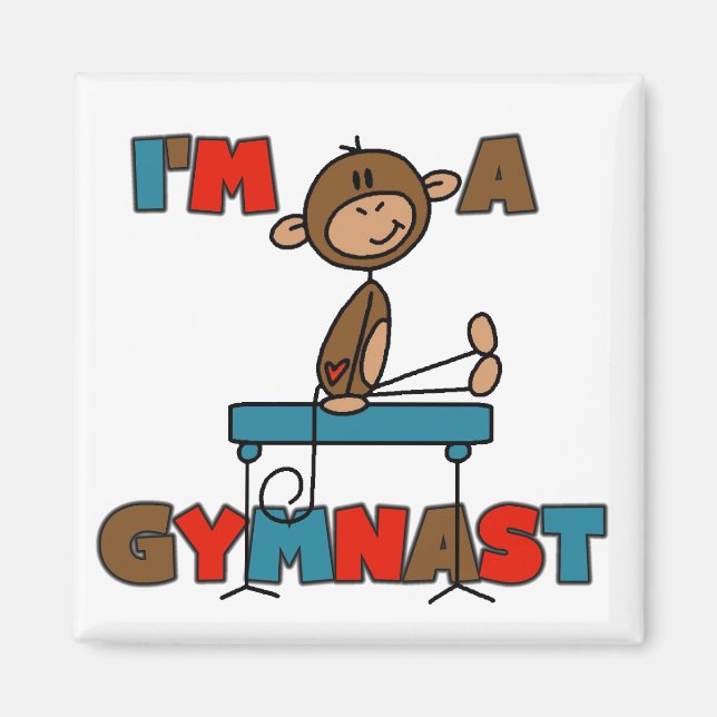 Affe Ich bin Gymnast-T - Shirt und Geschenke Magnet (Vorne)