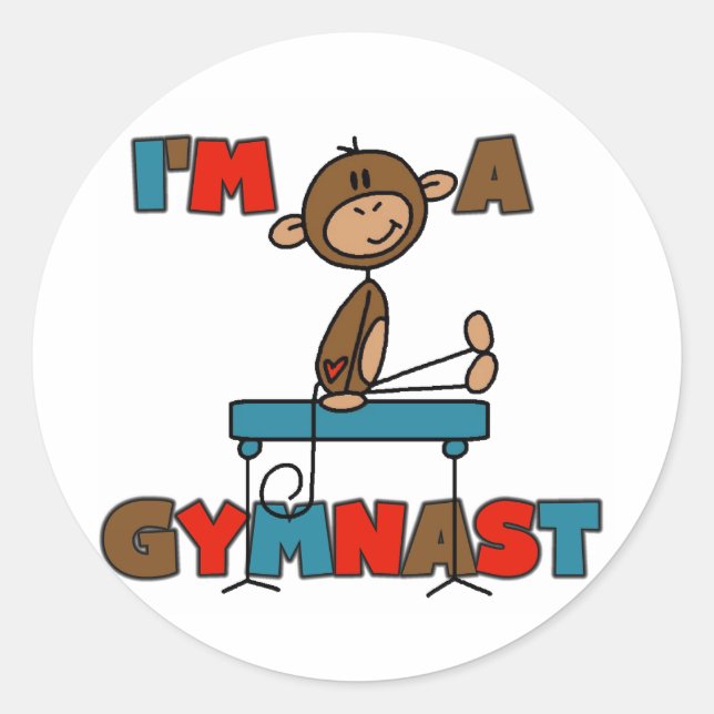 Affe Ich bin Gymnast-T - Shirt und Geschenke Runder Aufkleber (Vorderseite)