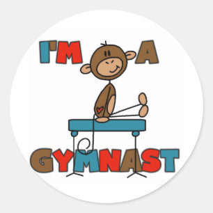 Affe Ich bin Gymnast-T - Shirt und Geschenke Runder Aufkleber