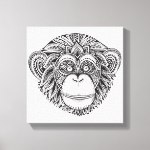 Affe Illustartion Gekritzel 6 Leinwanddruck