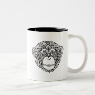 Affe Illustartion Gekritzel Zweifarbige Tasse