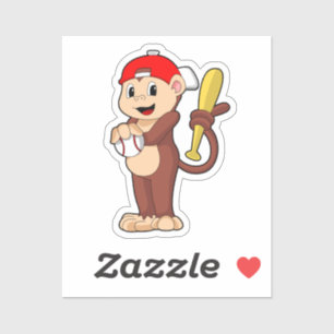 Affe im Baseball mit Baseballschläger Aufkleber