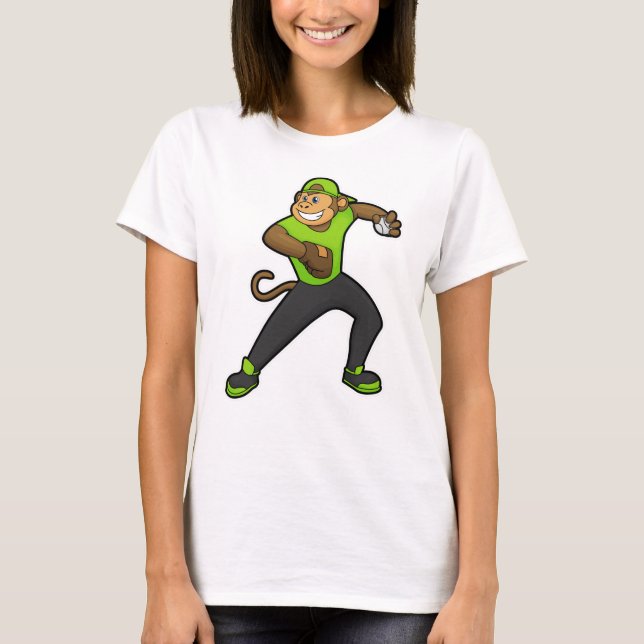 Affe im Baseball mit Baseballschläger T-Shirt (Vorderseite)